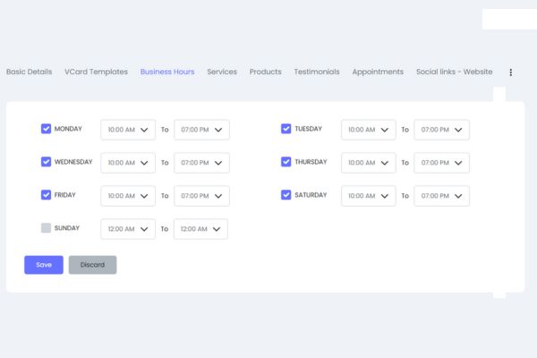 Business Hours Setup